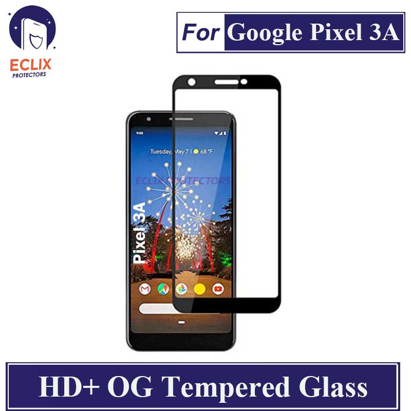 ECLIX Google Pixel 3A Tempered Glass OG HD Plus Screen Protector Black Borders For Pixel 3A - Transparent