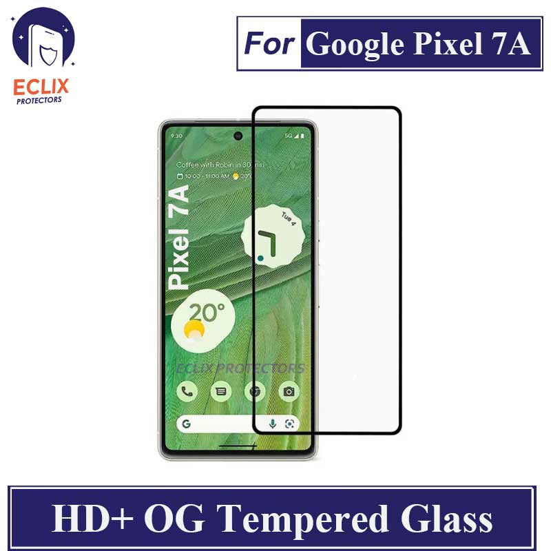 ECLIX Google Pixel 7A Tempered Glass OG HD Plus Screen Protector Black Borders For Pixel 7A - Transparent