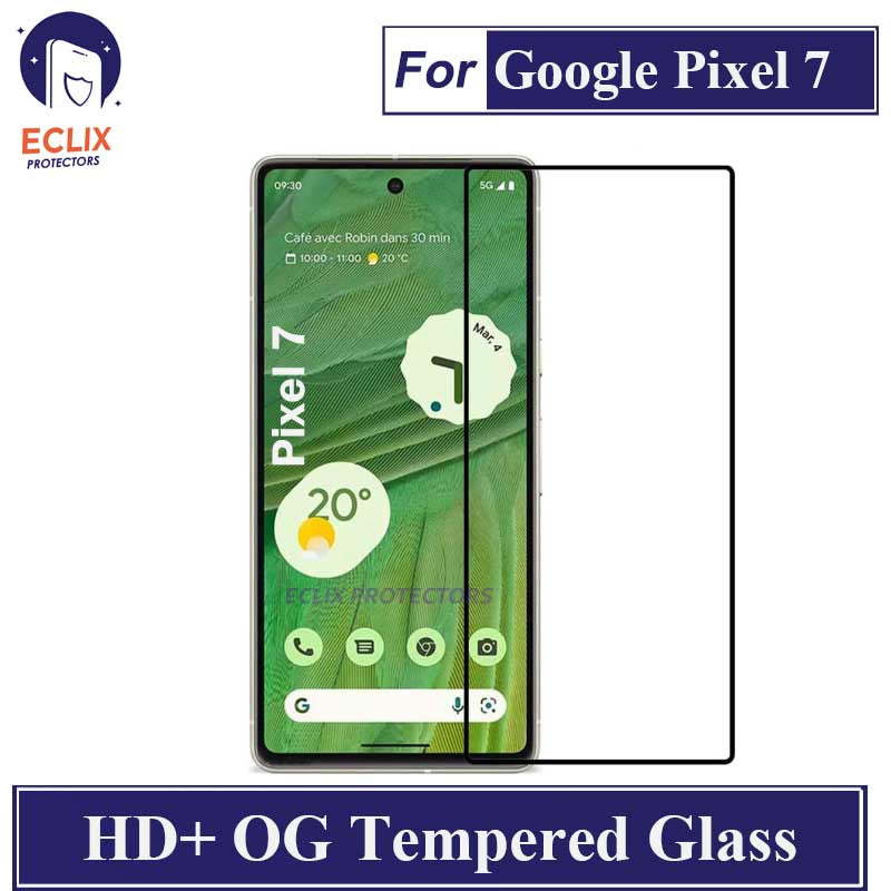 ECLIX Google Pixel 7 Tempered Glass OG HD Plus Screen Protector Black Borders For Pixel 7 - Transparent