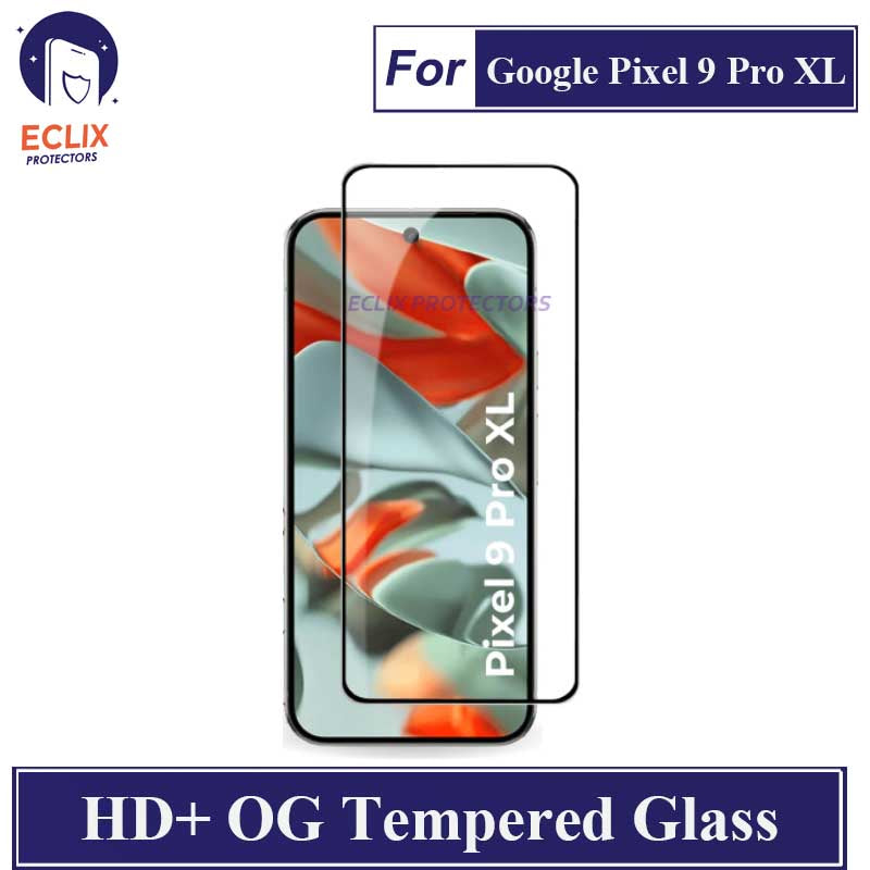ECLIX Google Pixel 9 Pro XL Tempered Glass OG HD Plus Screen Protector Black Borders For Pixel 9Pro XL - Transparent