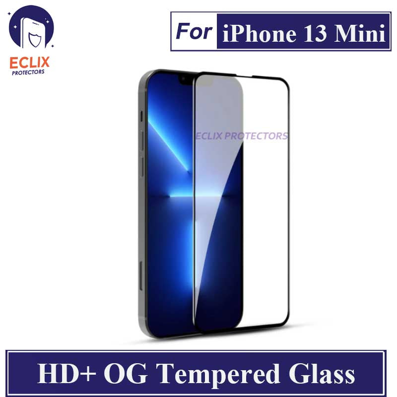 ECLIX iPhone 13 Mini Tempered Glass OG HD Plus Screen Protector Black Borders For Apple iPhone 13 Mini - Transparent
