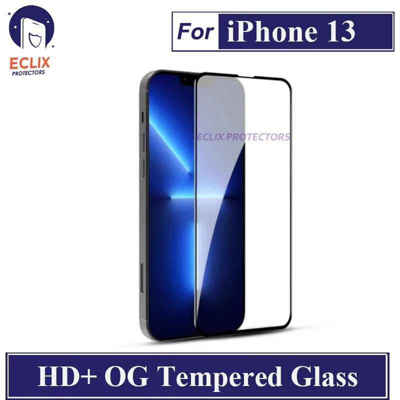 ECLIX iPhone 13 Tempered Glass OG HD Plus Screen Protector Black Borders For Apple iPhone 13 - Transparent
