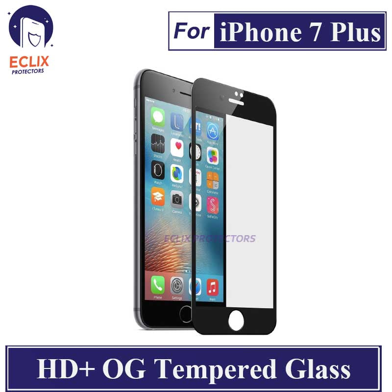 ECLIX iPhone 7 Plus Tempered Glass OG HD Plus Screen Protector Black Borders For Apple iPhone 7G Plus - Transparent