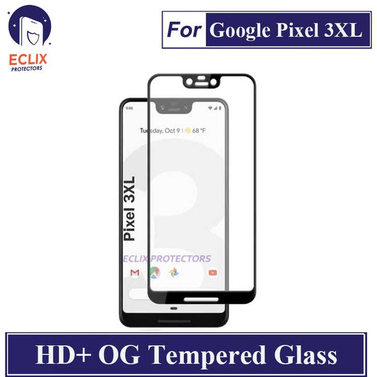 ECLIX Google Pixel 3XL Tempered Glass OG HD Plus Screen Protector Black Borders For Pixel 3 XL - Transparent