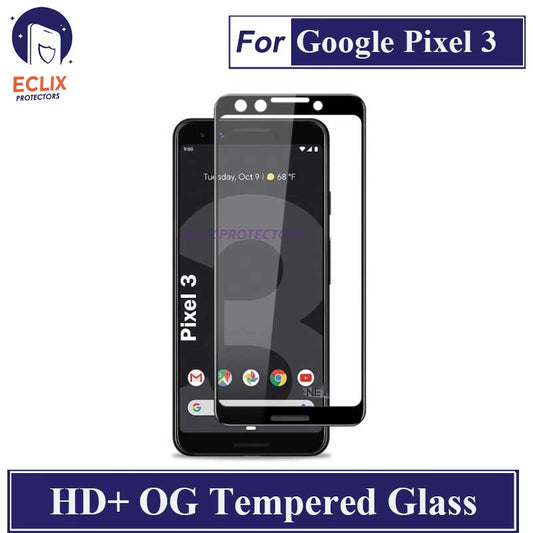 ECLIX Google Pixel 3 Tempered Glass OG HD Plus Screen Protector Black Borders For Pixel 3 - Transparent