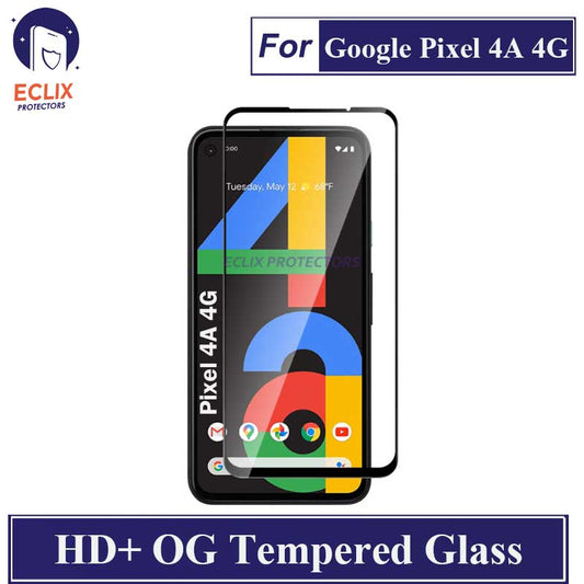 ECLIX Google Pixel 4A 4G Tempered Glass OG HD Plus Screen Protector Black Borders For Pixel 4A 4G - Transparent