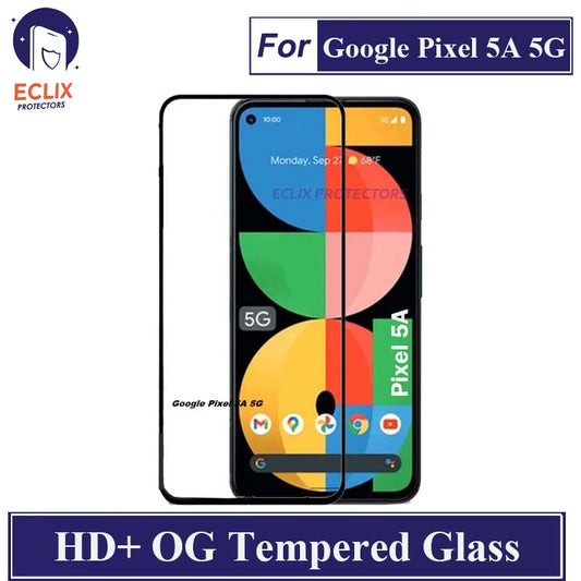 ECLIX Google Pixel 5A 5G Tempered Glass OG HD Plus Screen Protector Black Borders For Pixel 5A 5G - Transparent