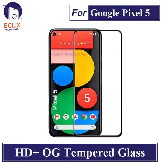 ECLIX Google Pixel 5 Tempered Glass OG HD Plus Screen Protector Black Borders For Pixel 5 - Transparent
