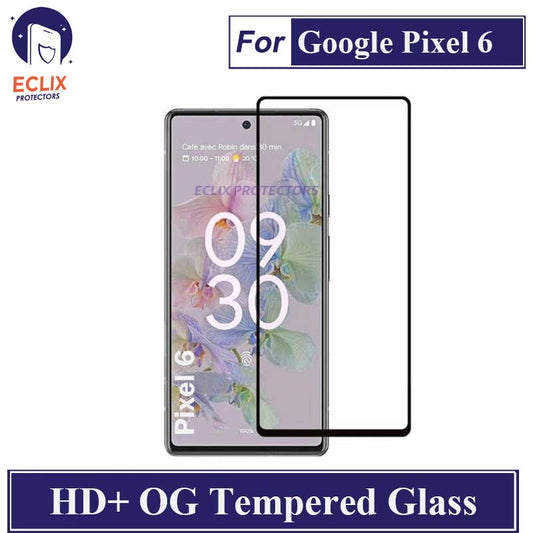 ECLIX Google Pixel 6 Tempered Glass OG HD Plus Screen Protector Black Borders For Pixel 6 - Transparent