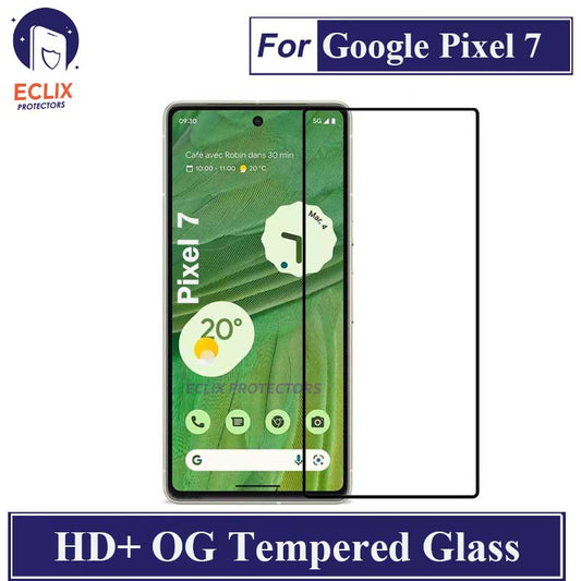 ECLIX Google Pixel 7 Tempered Glass OG HD Plus Screen Protector Black Borders For Pixel 7 - Transparent