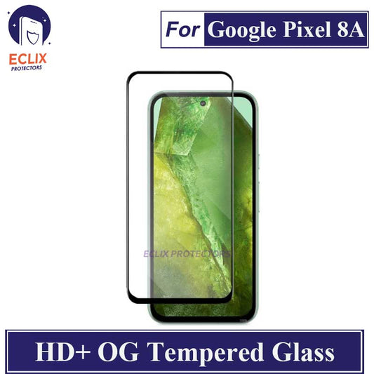 ECLIX Google Pixel 8A Tempered Glass OG HD Plus Screen Protector Black Borders For Pixel 8A - Transparent