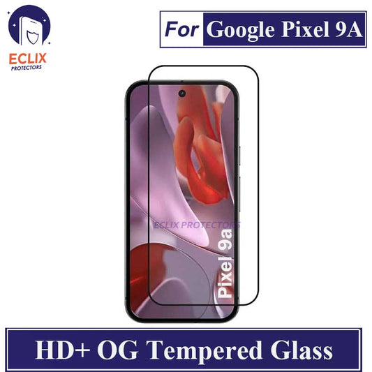 ECLIX Google Pixel 9A Tempered Glass OG HD Plus Screen Protector Black Borders For Pixel 9A - Transparent