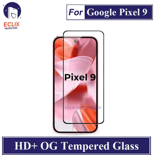ECLIX Google Pixel 9 Tempered Glass OG HD Plus Screen Protector Black Borders For Pixel 9 - Transparent