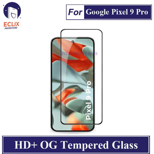 ECLIX Google Pixel 9 Pro Tempered Glass OG HD Plus Screen Protector Black Borders For Pixel 9Pro - Transparent