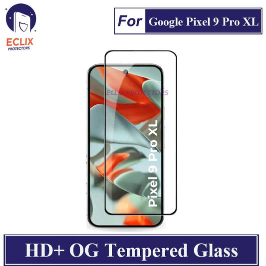 ECLIX Google Pixel 9 Pro XL Tempered Glass OG HD Plus Screen Protector Black Borders For Pixel 9Pro XL - Transparent