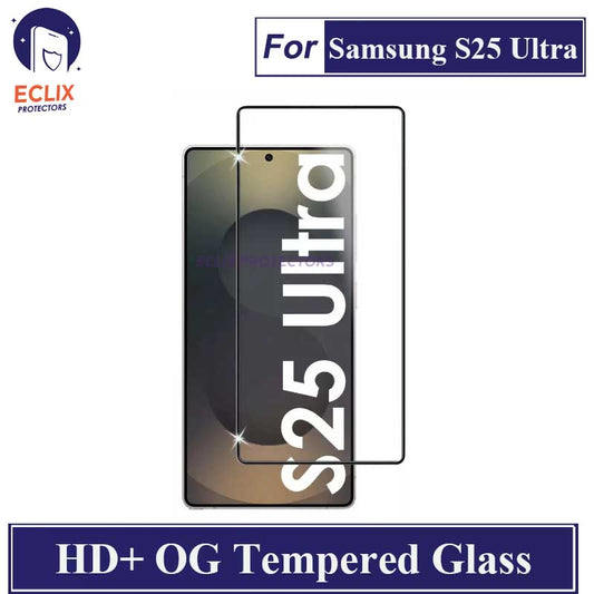 ECLIX Samsung Galaxy S25 Ultra Tempered Glass OG HD Plus Screen Protector Black Borders For S25 ULTRA 5G - Transparent