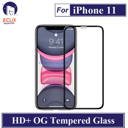 ECLIX iPhone 11 Tempered Glass OG HD Plus Screen Protector Black Borders For Apple iPhone 11 - Transparent
