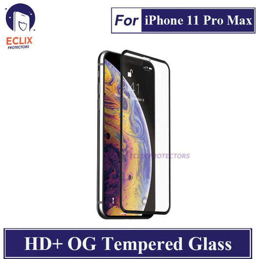 ECLIX iPhone 11 Pro Max Tempered Glass OG HD Plus Screen Protector Black Borders For Apple iPhone 11 Pro Max - Transparent