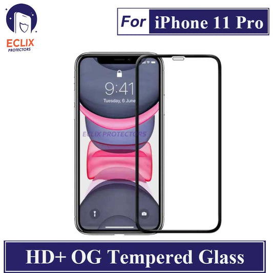 ECLIX iPhone 11 Pro Tempered Glass OG HD Plus Screen Protector Black Borders For Apple iPhone 11 Pro - Transparent