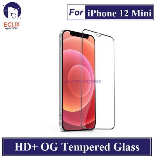 ECLIX iPhone 12 Mini Tempered Glass OG HD Plus Screen Protector Black Borders For Apple iPhone 12 Mini - Transparent