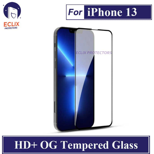 ECLIX iPhone 13 Tempered Glass OG HD Plus Screen Protector Black Borders For Apple iPhone 13 - Transparent