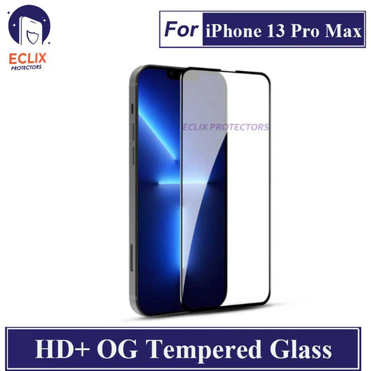 ECLIX iPhone 13 Pro Max Tempered Glass OG HD Plus Screen Protector Black Borders For Apple iPhone 13 Pro Max - Transparent