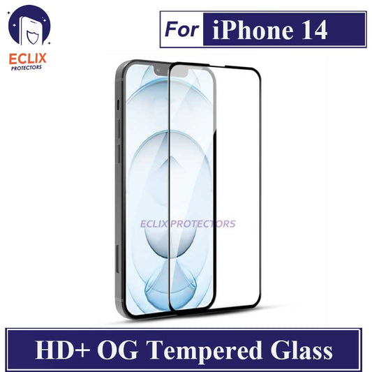 ECLIX iPhone 14 Tempered Glass OG HD Plus Screen Protector Black Borders For Apple iPhone 14 - Transparent
