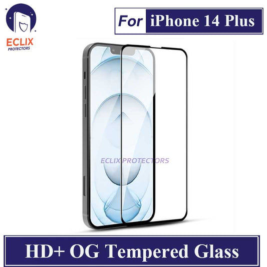 ECLIX iPhone 14 Plus Tempered Glass OG HD Plus Screen Protector Black Borders For Apple iPhone 14 Plus - Transparent
