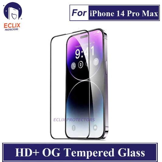 ECLIX iPhone 14 Pro Max Tempered Glass OG HD Plus Screen Protector Black Borders For Apple iPhone 14 Pro Max - Transparent