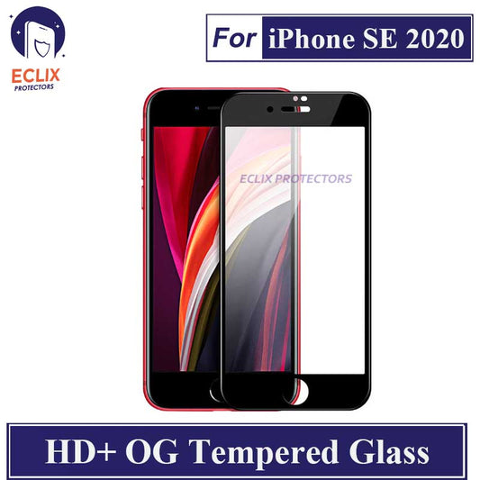 ECLIX iPhone SE 2020 Tempered Glass OG HD Plus Screen Protector Black Borders For Apple iPhone SE 2020 - Transparent