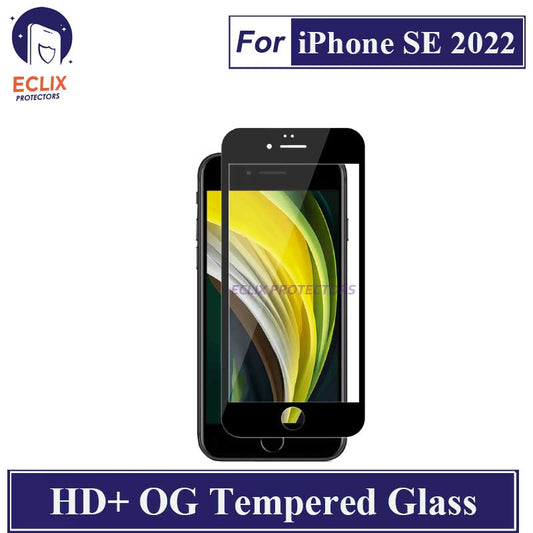 ECLIX iPhone SE 2022 Tempered Glass OG HD Plus Screen Protector Black Borders For Apple iPhone SE 2022 - Transparent
