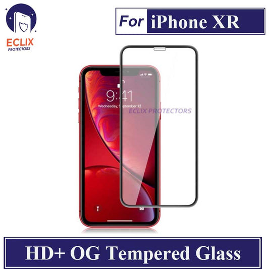 ECLIX iPhone XR Tempered Glass OG HD Plus Screen Protector Black Borders For Apple iPhone XR - Transparent