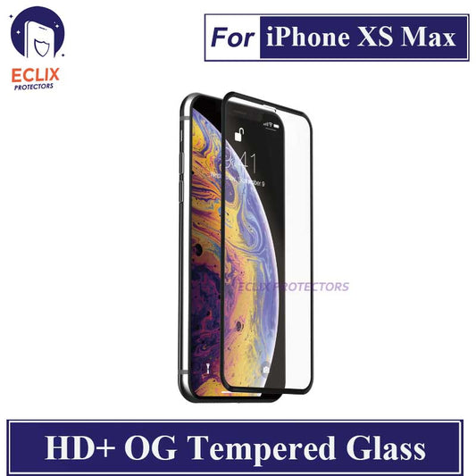ECLIX iPhone XS Max Tempered Glass OG HD Plus Screen Protector Black Borders For Apple iPhone XS Max - Transparent